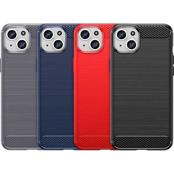 Hurtel Elastyczne etui wzór karbon do iPhone 15 Plus Carbon Case - niebieskie 13250723 9145576279441