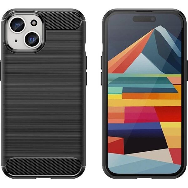 Hurtel Elastyczne etui Carbon Case z wzorem karbon do iPhone 15 - czarne 13250737 9145576279410