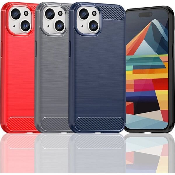 Hurtel Elastyczne etui Carbon Case z wzorem karbon do iPhone 15 - czarne 13250737 9145576279410