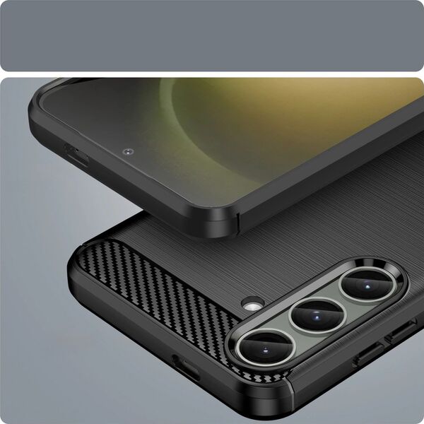 Hurtel Etui do Carbon Case Samsung Galaxy S24+ elastyczny silikonowy karbonowy pokrowiec - czarny 13250992 9145576283769