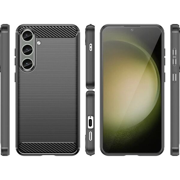 Hurtel Etui do Carbon Case Samsung Galaxy S24+ elastyczny silikonowy karbonowy pokrowiec - czarny 13250992 9145576283769