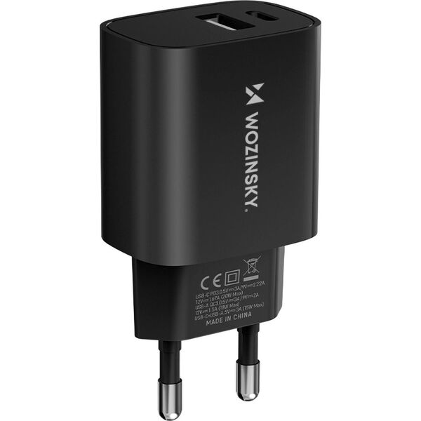 Ładowarka Wozinsky Ładowarka sieciowa Wozinsky WGWCB USB-A USB-C 20W - czarna 13252014 5907769308376