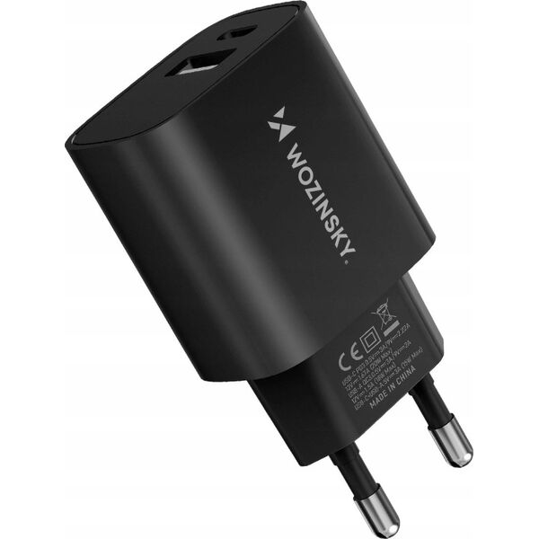 Ładowarka Wozinsky Ładowarka sieciowa Wozinsky WGWCB USB-A USB-C 20W - czarna 13252014 5907769308376