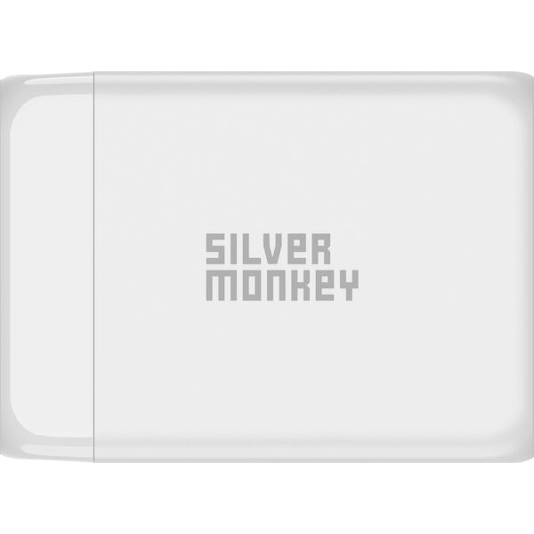 Ładowarka Silver Monkey Ładowarka GaN Silver Monkey SMA156 200W 3x USB-C PD USB-A QC 3.0 z odłączanym kablem zasilającym - biała 13252022 5900779358560