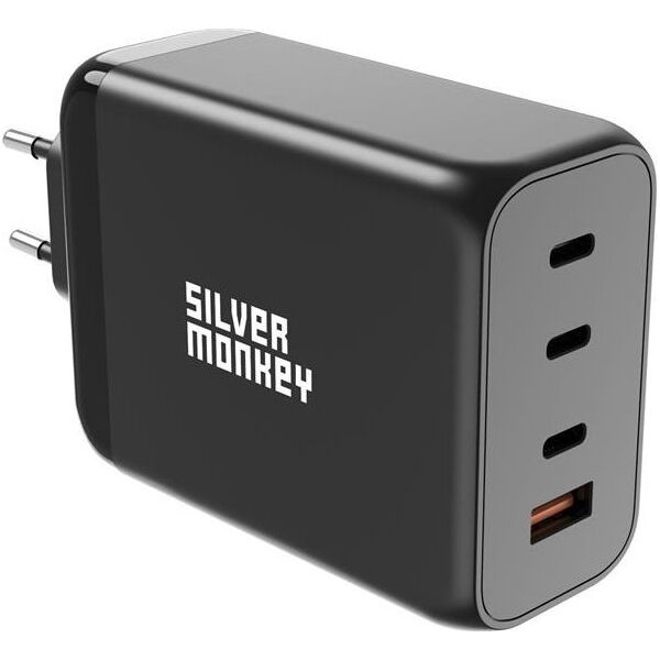 Ładowarka Silver Monkey Ładowarka GaN Silver Monkey SMA153 200W 3xUSB-C PD USB-A QC 3.0 - czarna 13252023 5900779359628