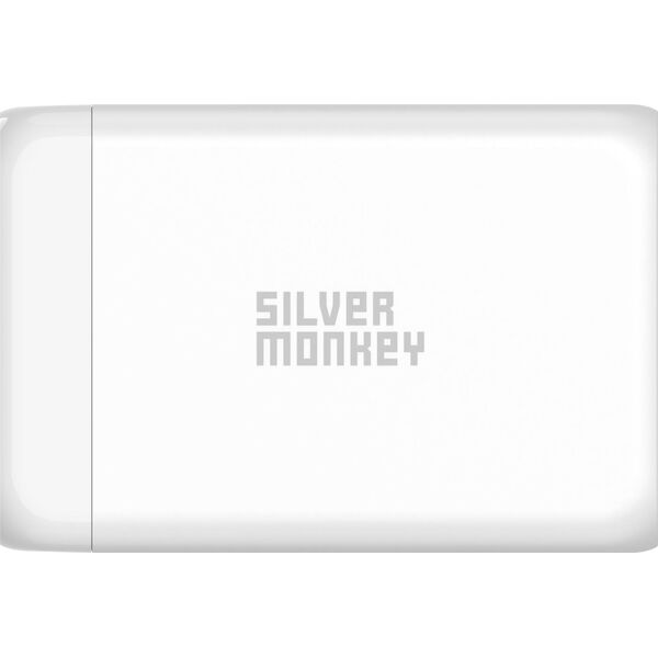 Ładowarka Silver Monkey Ładowarka GaN Silver Monkey SMA152 130W 3xUSB-C PD USB-A QC 3.0 z odłączanym kablem zasilającym - biała 13252027 5900779359611
