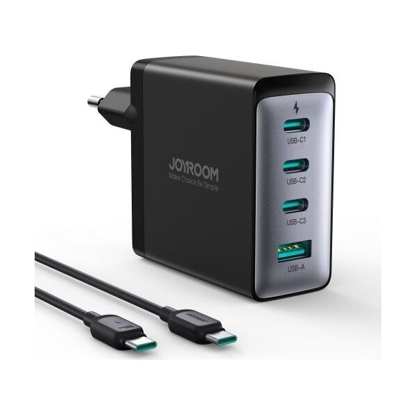 Ładowarka Joyroom Ładowarka GaN Joyroom JR-TCG04EU 100W 3x USB-C USB-A + kabel USB-C / USB-C 100W - czarna 13252051 6941237100368