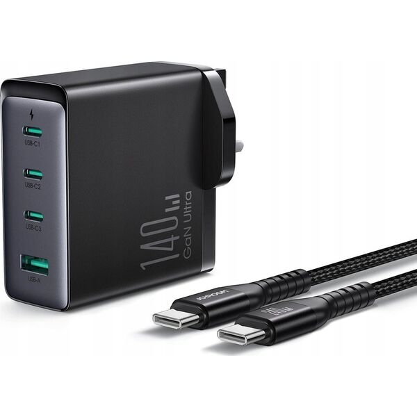 Ładowarka Joyroom Ładowarka GaN UK Joyroom JR-TCG05UK 140W 3x USB-C USB-A + kabel USB-C / USB-C 240W 1.2m 13252053 6956116769758