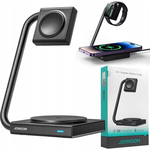 Ładowarka Joyroom Ładowarka indukcyjna 2w1 Joyroom JR-WQN05 15W MagSafe / Qi składana - czarna 13252062 6956116766986