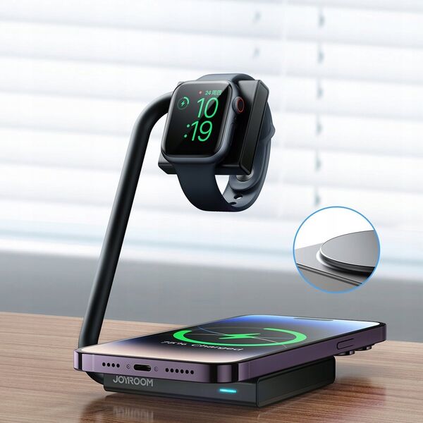 Ładowarka Joyroom Ładowarka indukcyjna 2w1 Joyroom JR-WQN05 15W MagSafe / Qi składana - czarna 13252062 6956116766986