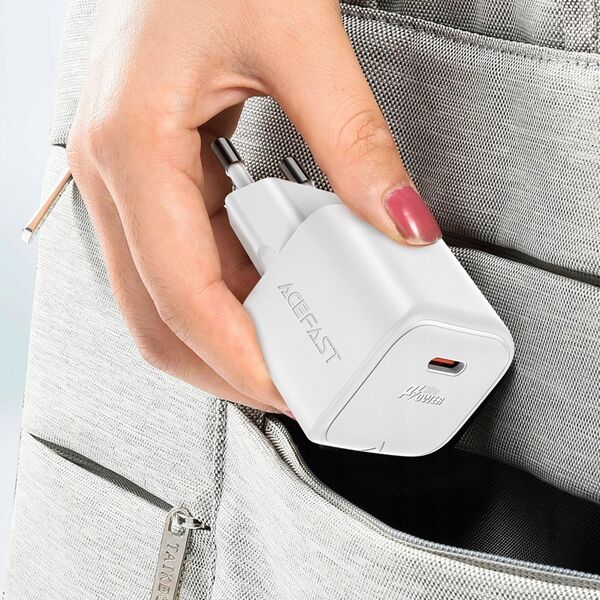 Ładowarka Acefast Ładowarka sieciowa Acefast A77 Mini PD 30W GaN + kabel USB-C - biała 13252127 6974316282853