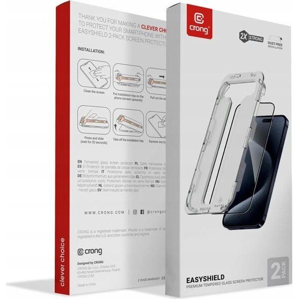 Crong Szkło hartowane EasyShield 2-Pack - iPhone 15 Pro (2 sztuki) 13259842 5904310704342
