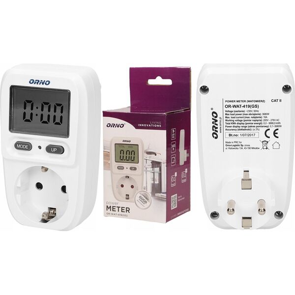 Energizer ORNO WATT METER WITH LCD DISPLAY 13264519 5902560324525