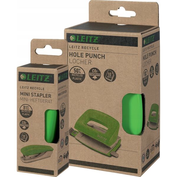 Zszywacz Leitz Mini zszywacz NeXXt Recycle 10k zielony 13274270 4002432135417