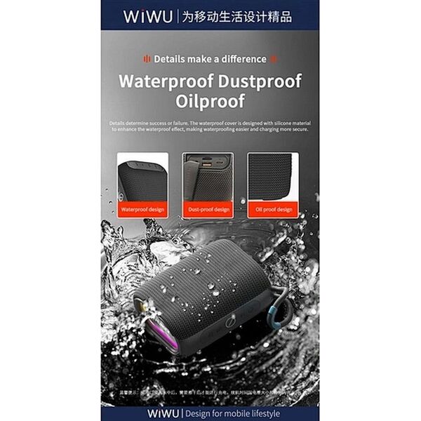 Głośnik WiWU WiWU - Głośnik bezprzewodowy Thunder P26 - szary 13274893 6936686403702