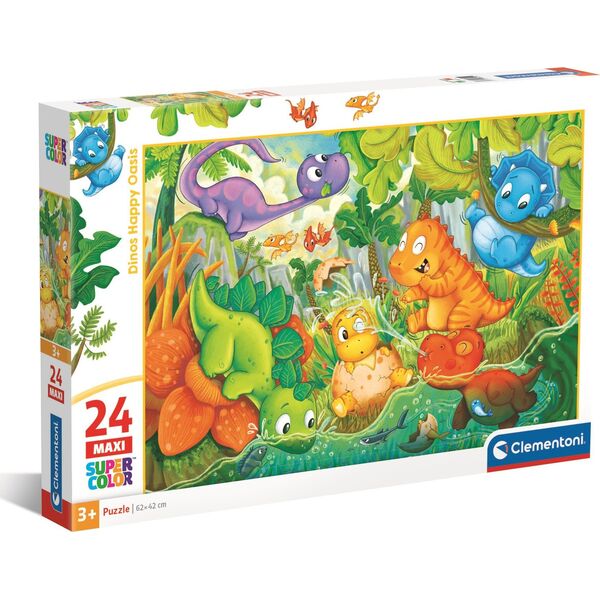 Clementoni Clementoni Puzzle 24el Maxi SuperColor Dinos Happy Oasis 28524 13276731 8005125285242