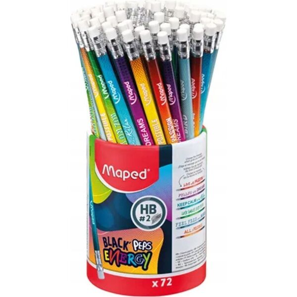 Maped Ołówki Maped Black'Peps Energy HB z gumką (72) 13276879 3154148520023
