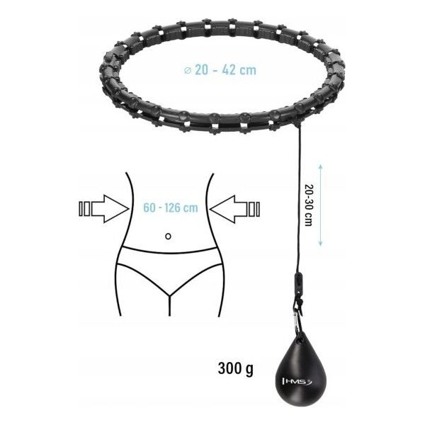HMS HHW11 PLUS SIZE HULA HOP BLACK Z WYPUSTKAMI I OBCIĄŻNIKIEM HMS 13283029 5907695553512