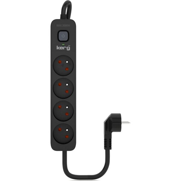 Listwa zasilająca Kerg Urządz. zas.-zabezpiecz. KERG z wyłącznikiem-4 gniazda-czarny-1,5m-16A-H05VV-F-3x1,5mm2 13294336 5901791341103