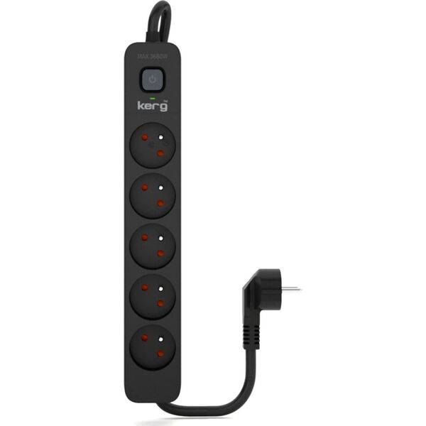Listwa zasilająca Kerg Urządz. zas.-zabezpiecz. KERG z wyłącznikiem-5 gniazd-czarny-5m-16A-H05VV-F-3x1,5mm2 13294342 5901791351508