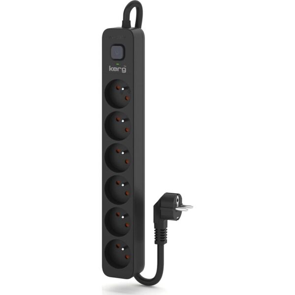 Listwa zasilająca Kerg Urządz. zas.-zabezpiecz. KERG z wyłącznikiem-6 gniazd-czarny-5m-16A-H05VV-F-3x1,5mm2 13294356 5901791361507