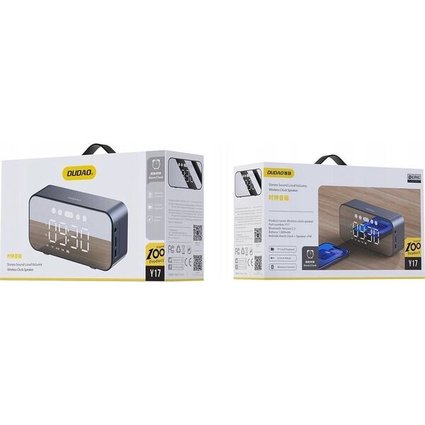 Głośnik Dudao Bezprzewodowy głośnik Dudao Y17 zegarek, budzik, 1200mAh, AUX, FM, BT 5.3 srebrny 13294467 6973687247638
