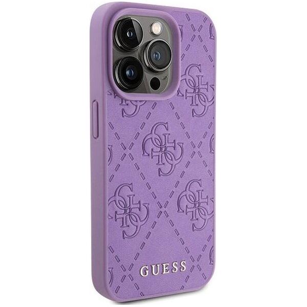 Guess Guess GUHCP15LP4EPMU iPhone 15 Pro 6.1" fioletowy/light purple hardcase Leather 4G Stamped 13295048 3666339150464