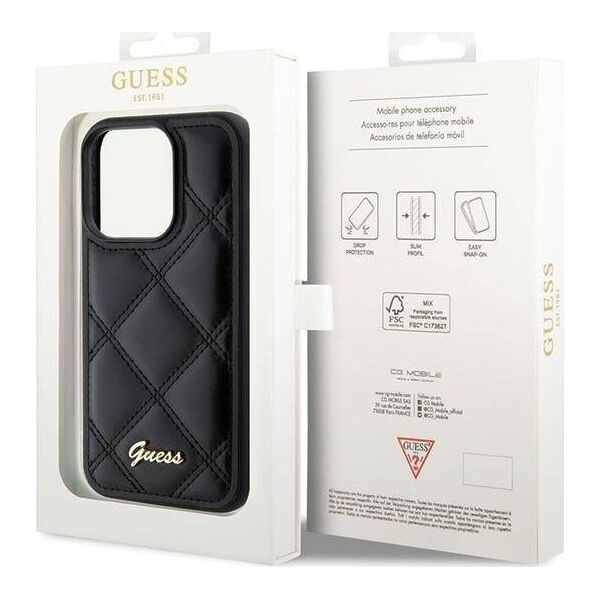 Guess Guess GUHCP15LPSQSQSK iPhone 15 Pro 6.1" czarny/black hardcase Quilted Metal Logo 13295053 3666339149628
