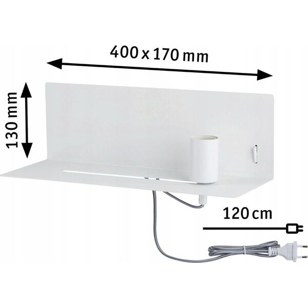 Kinkiet Paulmann Oprawa ścienna DEVARA E27 max.1x40W USB C 230V biały mat /metal 13295350 4000870967744