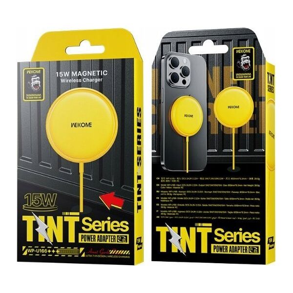 Wekome WEKOME WP-U166 Tint Series - Ładowarka indukcyjna MagSafe 15W (Żółty) 13296592 6941027643563
