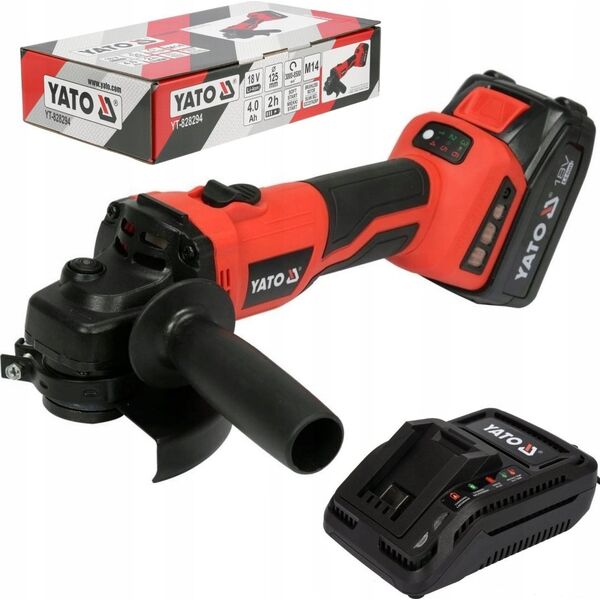 Szlifierka Yato SZLIFIERKA KÄTOWA 18V 125MM, BEZSZCZOTKOWA 1*4AH+ÅADOWARKA 13296603 5906083089800