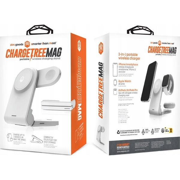 Ładowarka STM STM ChargeTree MAG - Mobilna ładowarka bezprzewodowa 3w1 z MagSafe (biały) 13297691 810046114025
