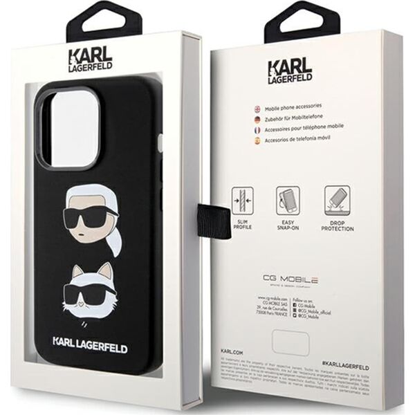 Karl Lagerfeld Karl Lagerfeld KLHCP15LSDHKCNK iPhone 15 Pro 6.1" czarny/black Silicone Karl&Choupette Head 13297835 3666339164812