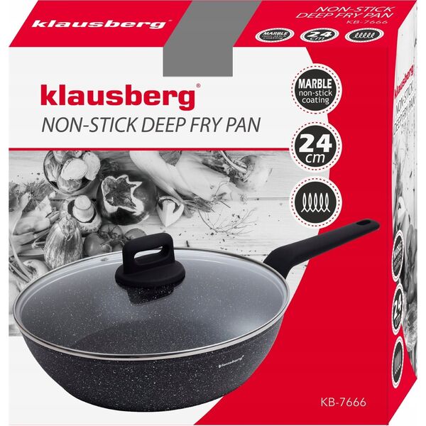 Patelnia Klausberg PATELNIA MARMURKOWA Z POKRYWĄ KLAUSBERG 24cm KB-7666 13298076 5908287276666
