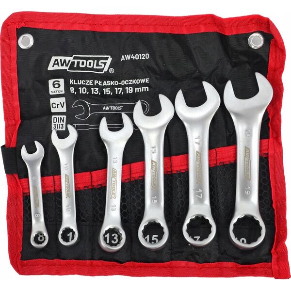 AWTools AWTOOLS KLUCZ PŁASKO-OCZKOWY KRÓTKI  KPL. 6szt. /8mm-19mm/ (8,10,13,15,17,19mm) 13298187 5903678614300