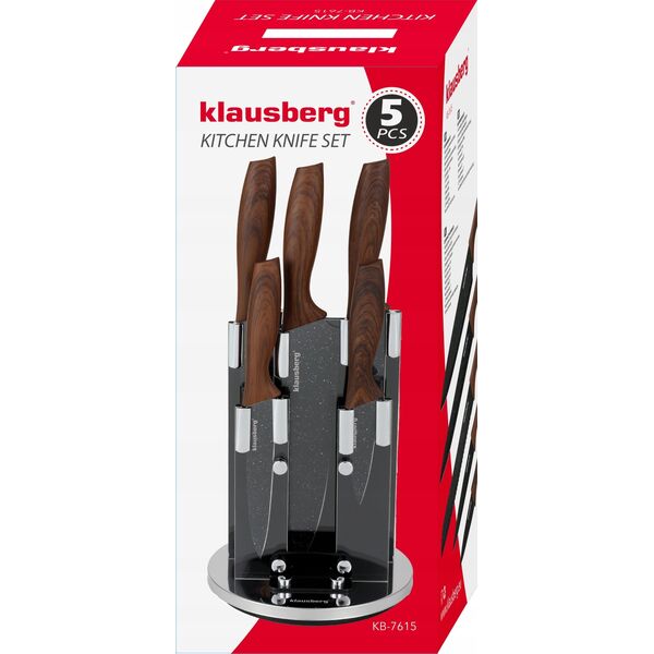 Klausberg ZESTAW 5 KUCHENNYCH NOŻY W STOJAKU KLAUSBERG KB-7615 13298296 5908287276154
