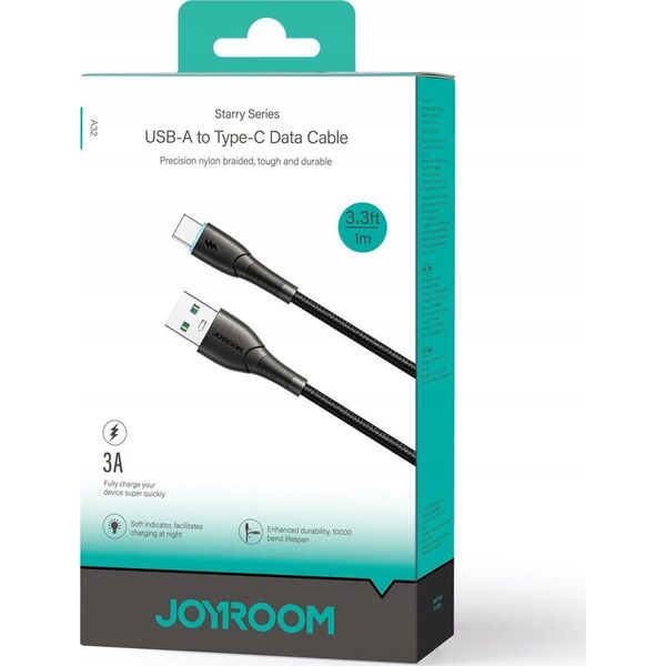 Kabel USB Joyroom USB-A - USB-C 1 m Czarny (JYR894) 13299189 6956116759742