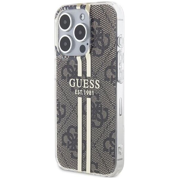 Guess Guess GUHCP15LH4PSEGW iPhone 15 Pro 6.1" brązowy/brown hardcase IML 4G Gold Stripe 13300729 3666339222840