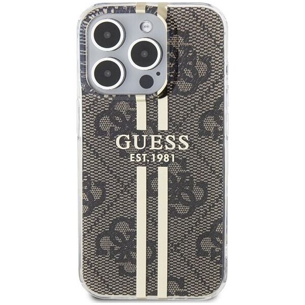 Guess Guess GUHCP15LH4PSEGW iPhone 15 Pro 6.1" brązowy/brown hardcase IML 4G Gold Stripe 13300729 3666339222840