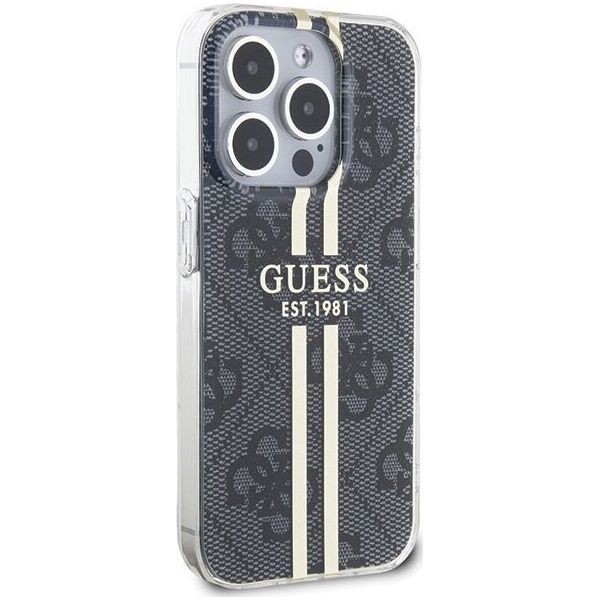 Guess Guess GUHCP15LH4PSEGK iPhone 15 Pro 6.1" czarny/black hardcase IML 4G Gold Stripe 13300730 3666339222703