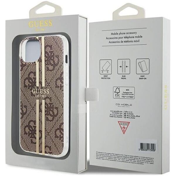Guess Guess GUHCP15MH4PSEGW iPhone 15 Plus / 14 Plus 6.7" brązowy/brown hardcase IML 4G Gold Stripe 13300741 3666339222833