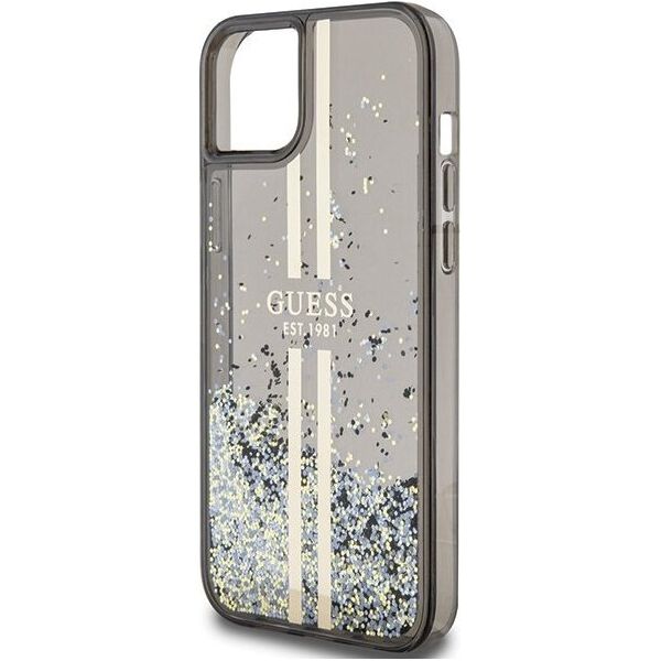 Guess Guess GUHCP15SLFCSEGK iPhone 15 / 14 / 13 6.1" czarny/black hardcase Liquid Glitter Gold Stripes 13300743 3666339223526
