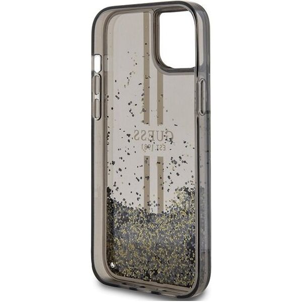 Guess Guess GUHCP15SLFCSEGK iPhone 15 / 14 / 13 6.1" czarny/black hardcase Liquid Glitter Gold Stripes 13300743 3666339223526