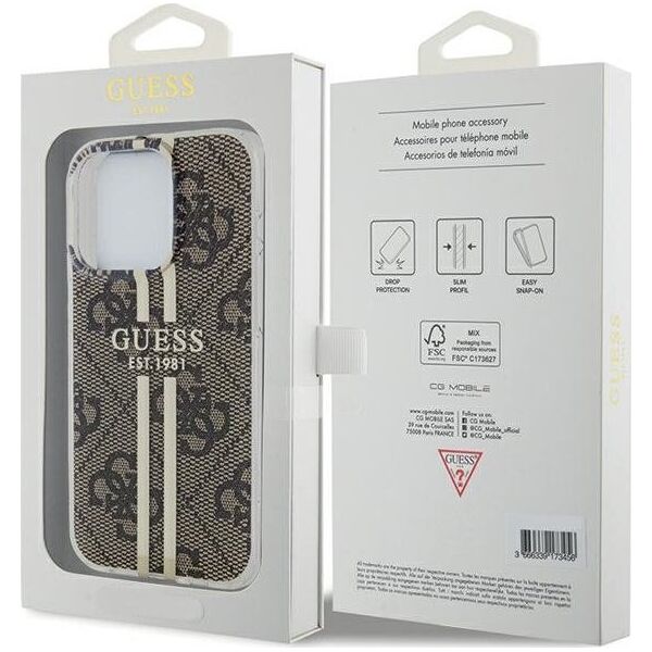 Guess Guess GUHCP15XH4PSEGW iPhone 15 Pro Max 6.7" brązowy/brown hardcase IML 4G Gold Stripe 13300755 3666339222857