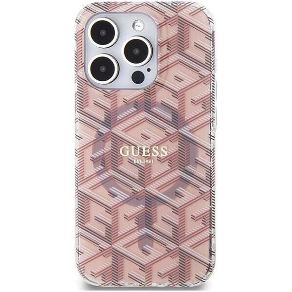 Guess Guess GUHMP15LHGCUSTGP iPhone 15 Pro 6.1" różowy/pink hardcase IML GCube MagSafe 13300774 3666339222000
