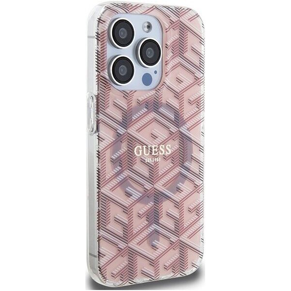 Guess Guess GUHMP15XHGCUSTGP iPhone 15 Pro Max 6.7" różowy/pink hardcase IML GCube MagSafe 13300784 3666339222017