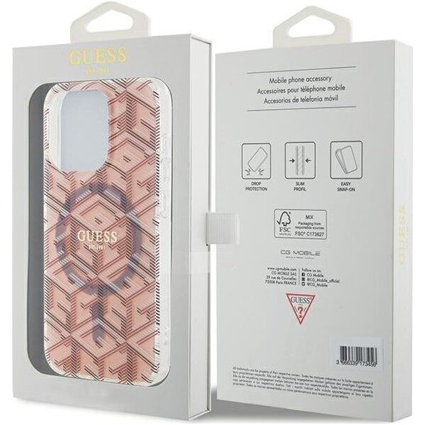 Guess Guess GUHMP15XHGCUSTGP iPhone 15 Pro Max 6.7" różowy/pink hardcase IML GCube MagSafe 13300784 3666339222017