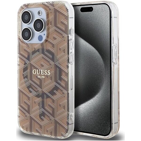 Guess Guess GUHMP15LHGCUSTGW iPhone 15 Pro 6.1" brązowy/brown hardcase IML GCube MagSafe 13300795 3666339222147