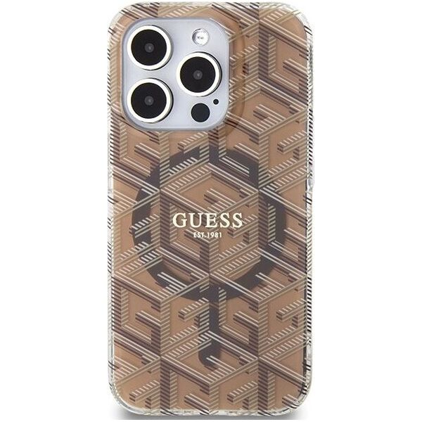 Guess Guess GUHMP15LHGCUSTGW iPhone 15 Pro 6.1" brązowy/brown hardcase IML GCube MagSafe 13300795 3666339222147