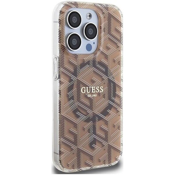 Guess Guess GUHMP15LHGCUSTGW iPhone 15 Pro 6.1" brązowy/brown hardcase IML GCube MagSafe 13300795 3666339222147